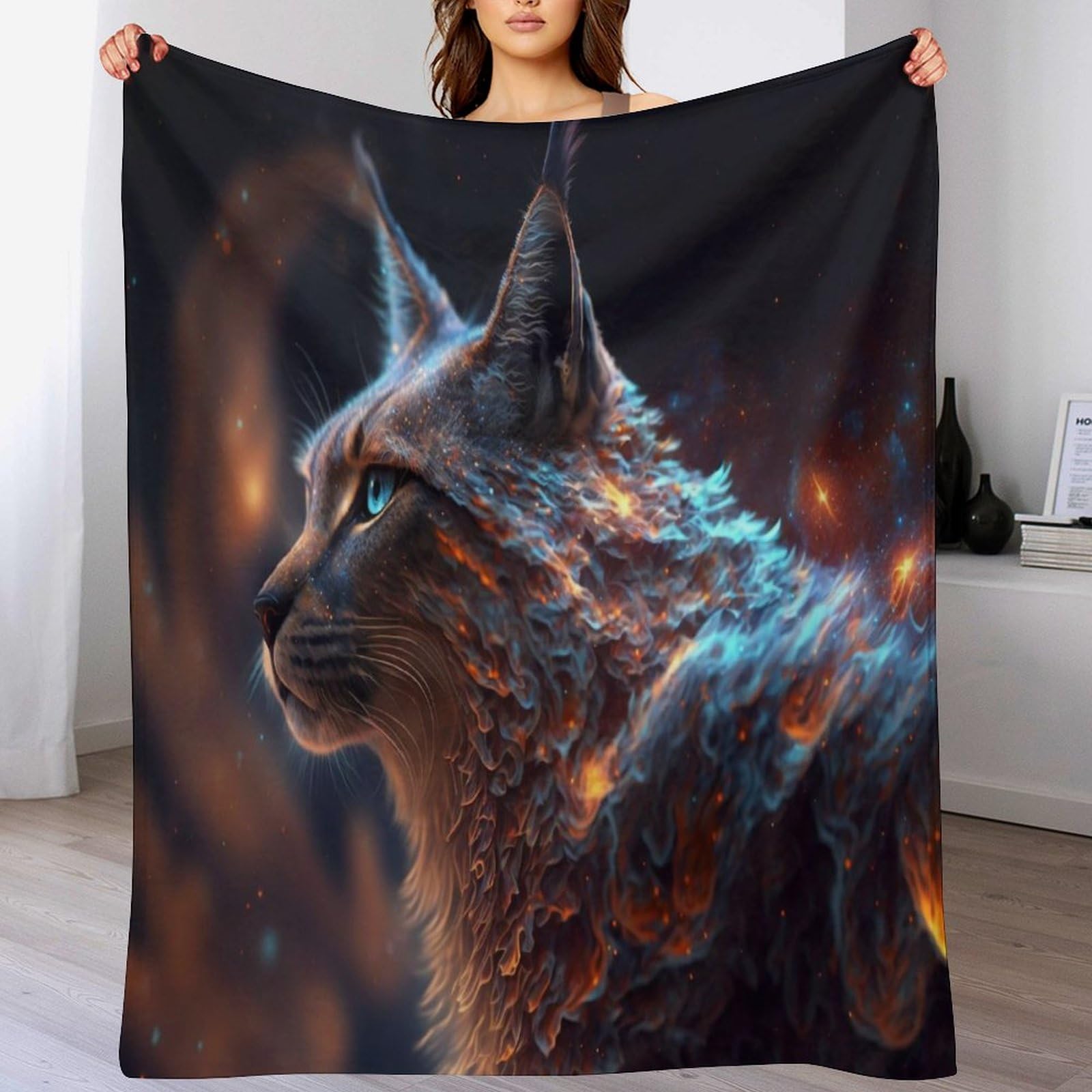 Couverture lynx en flannel de canapé 140x180cm pour toute la famille