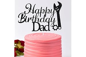 Black Glitter Happy Birthday Dad Cake Topper