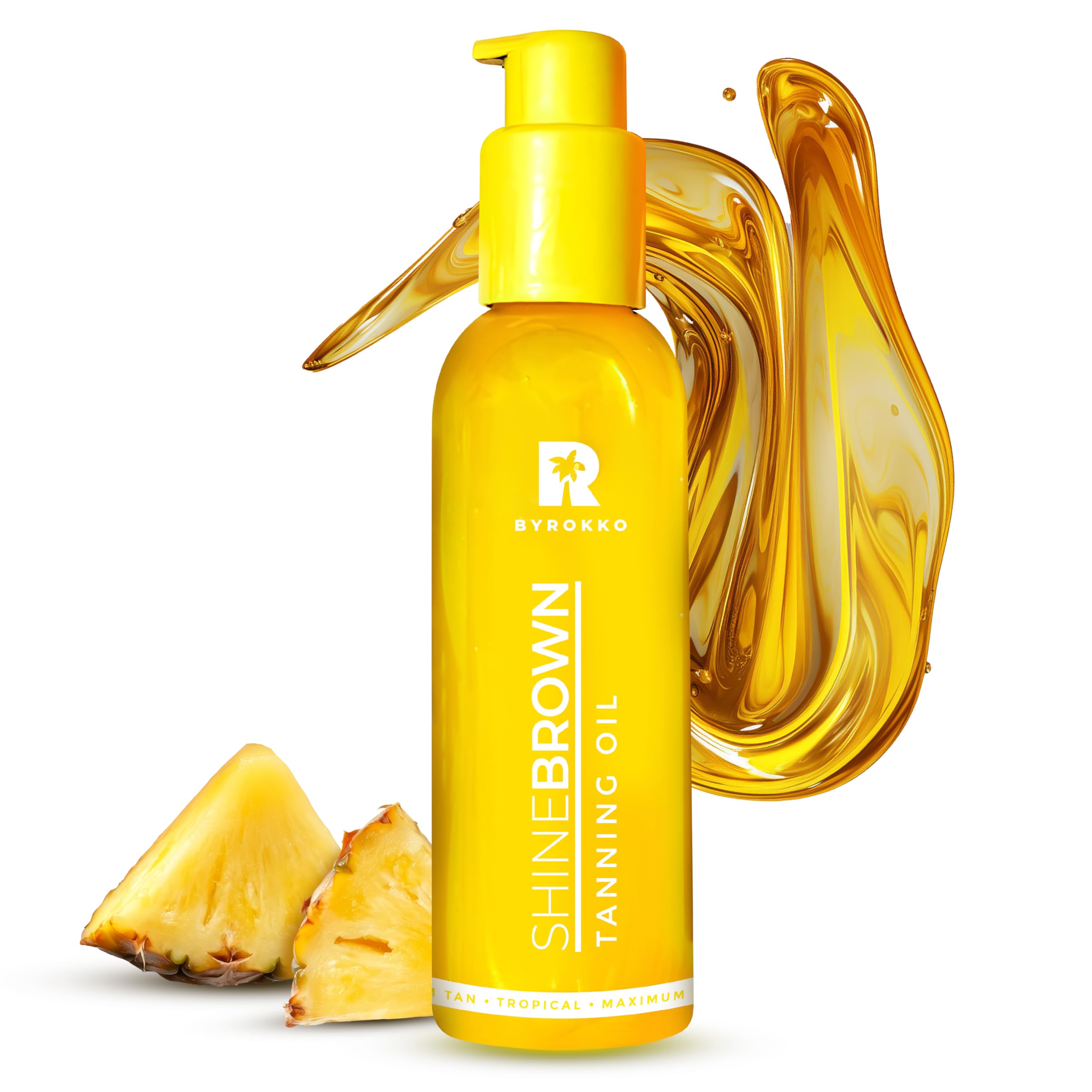 BYROKKO Shine Brown Tropical Olio Abbronzante Solare (145 ml), Acceleratore di Abbronzatura efficace al Sole e nei Lettini Solari, Olio Super Attivo per un’Abbronzatura della Massima Intensità