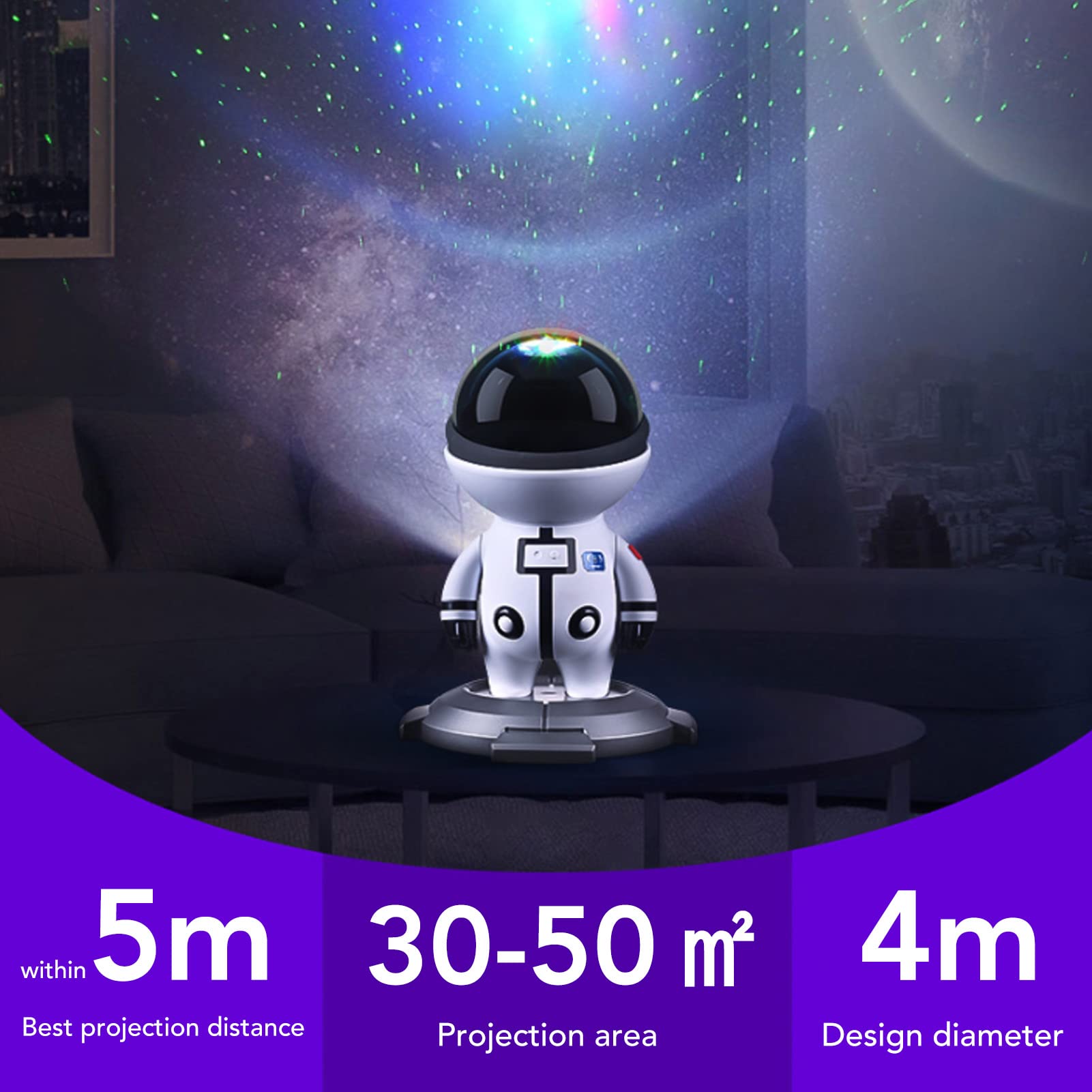 Proyector De Luz Nocturna LED De Estrella, Lámpara De Proyector De Estrella USB, Luz De Proyección RGB, Regalo De Cumpleaños para Niños(Blanco)