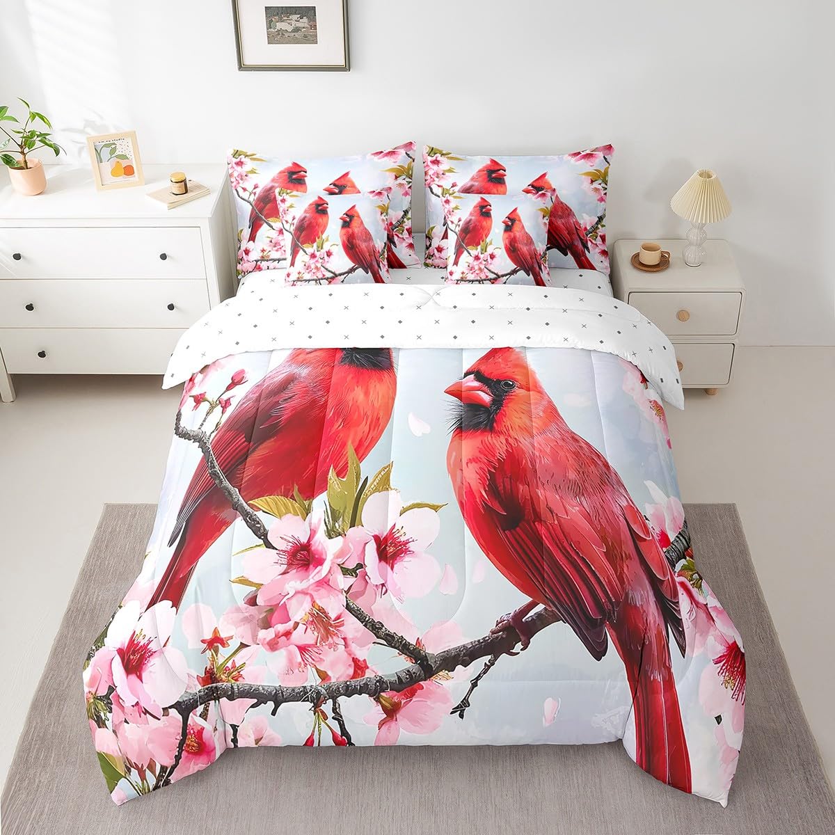 Juego de ropa de cama con flores rosas pastel para dormitorios King de matrimonio