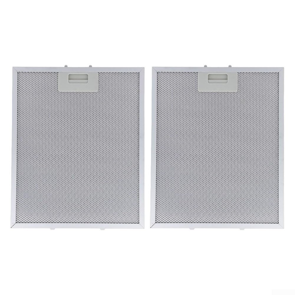 Honseadek Paquete de 2 filtros de aluminio para campana extractora de malla de metal, sistema de filtración de grasa de 5 capas, filtro de repuesto de campana extractora de 325 x 340 x 9 mm