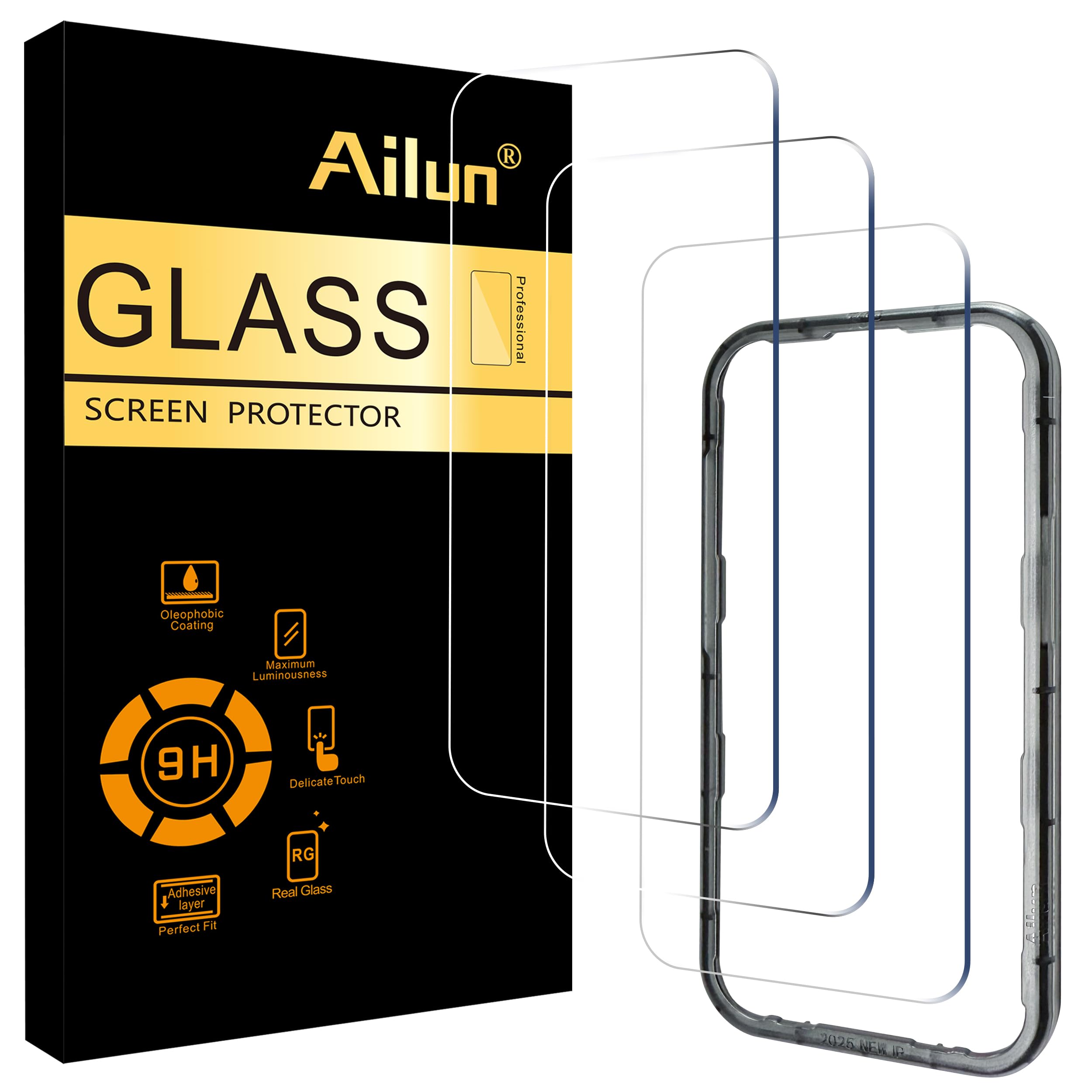 Photo 1 of Ailun 3 Pack for iPhone Air Screen Protector [6.5 inch] with Installation Frame, Tempered Glass, Sensor Protection, Dynamic Island Compatible, Case Friendly