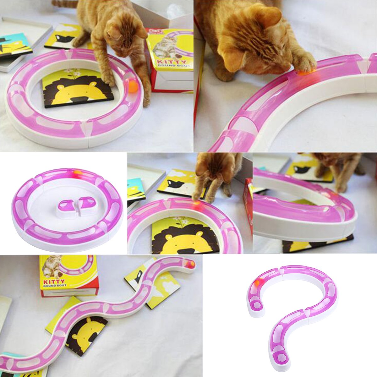 Cat Circular Interactive Kitten Turnable Training Fun Disk Toys Seek Hide Turbo Tracks, Purple
