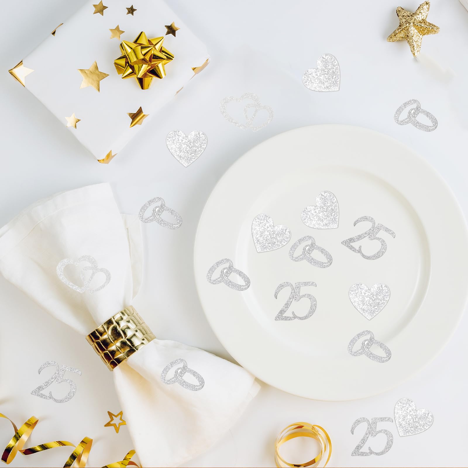 Confeti Corazones Bodas De Plata 25 Años Confeti Plateado Para Bodas De  Plata - 1000 Piezas (Número 25) Decoraciones Para Bodas 25 Años Bodas De  Plata 25 Aniversario, image size:1600x1600