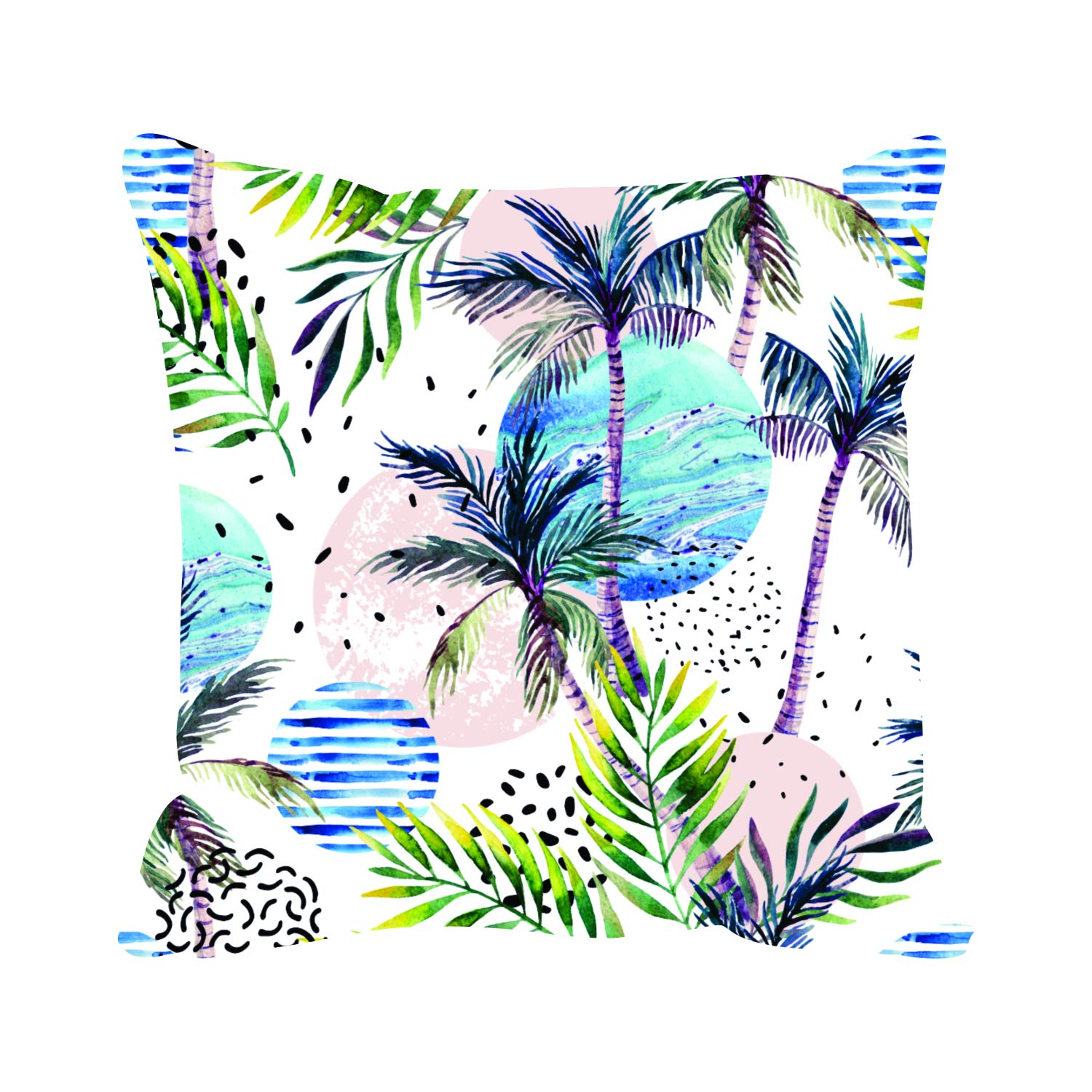 TheYaYaCafe® 20X20 inches Cushion Cover Absurd Leaf Tree Floral Flowers Printed Sofa Throw Pillows