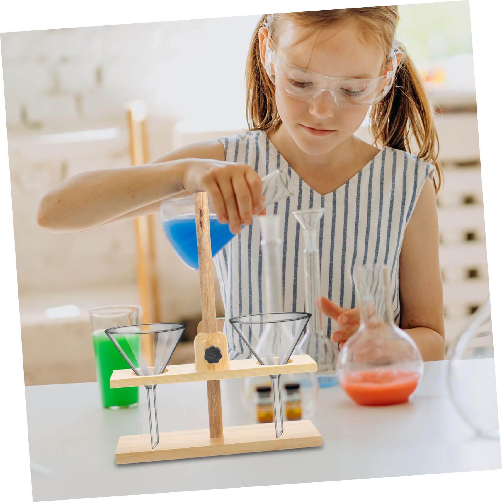 OUNONA 1pc Funnel Rack Experiment Equipment Lab Funnel Holder Tool Chemistry Laboratory Clamp Laboratory Experiment Stand Funnel Support Stand Portable Utensils Science Equipment Wooden