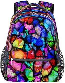 Mochilas para adolescentes, meninas, meninos, arco-íris, mochila de viagem para mulheres e homens, mochilas para livros de borboleta, mochilas para faculdade, mochilas para laptop de trabalho, mochila resistente à água para caminhadas, Multicor, Medium