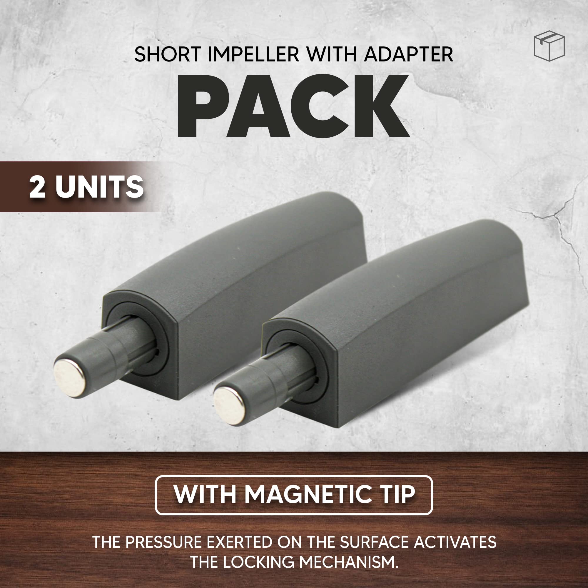 DOJA Barcelona | Push Pull Adattatore Magnetico | 2 Pezzi | Antracite | Push Pull per Ante Armadio, Sportelli Cucina | Apertura a Pressione Cassetti Invisibile | Push Pull Magnetici per Cassetti