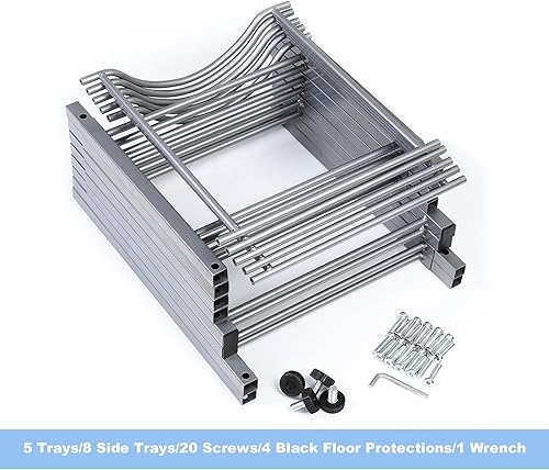 Miniatura 7 de HEOMU Estante para jarra de agua de 5 galones, estante de almacenamiento para botellas de agua de 5 niveles, organizador de jarra de agua para