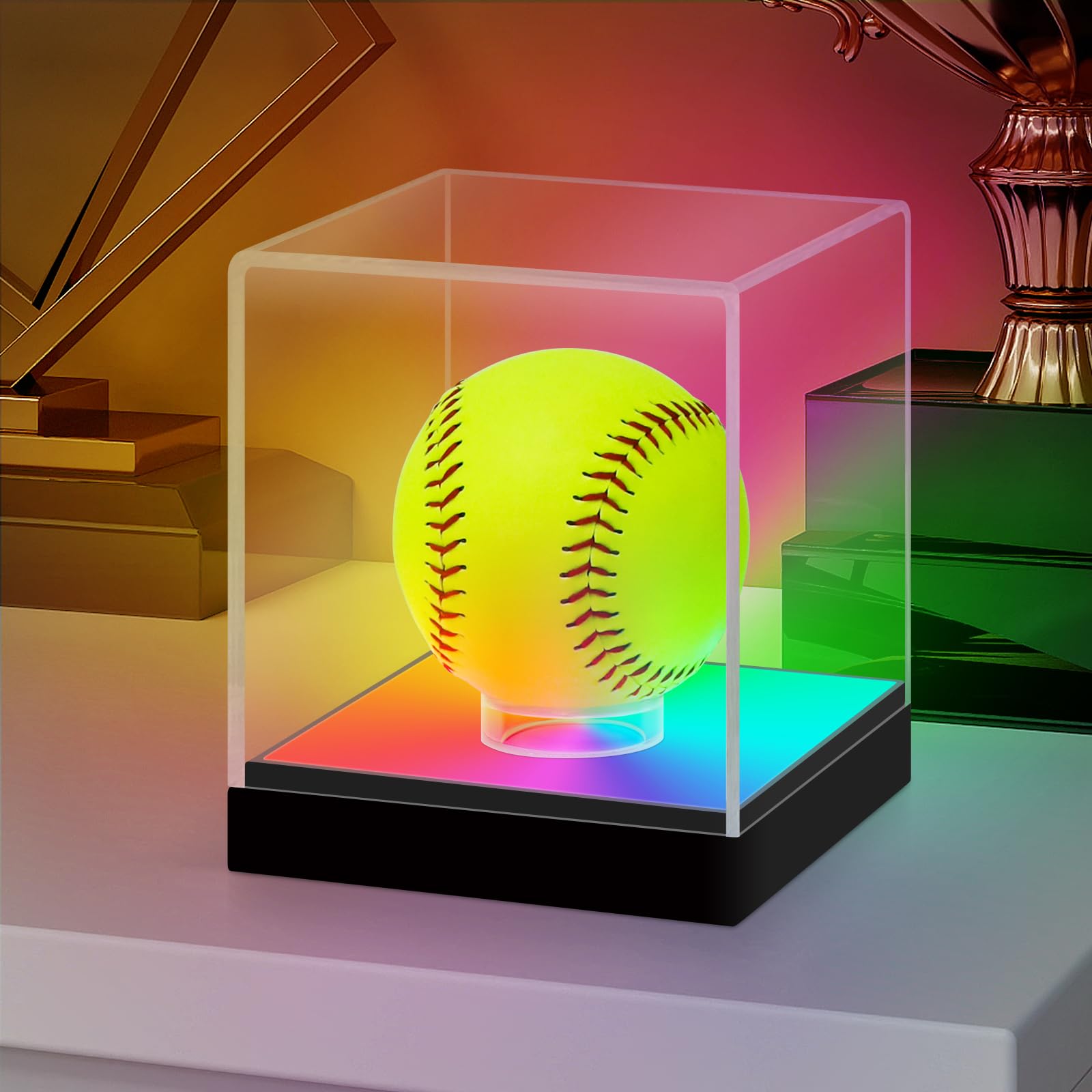 Softball Display Case with RGBW LED Light