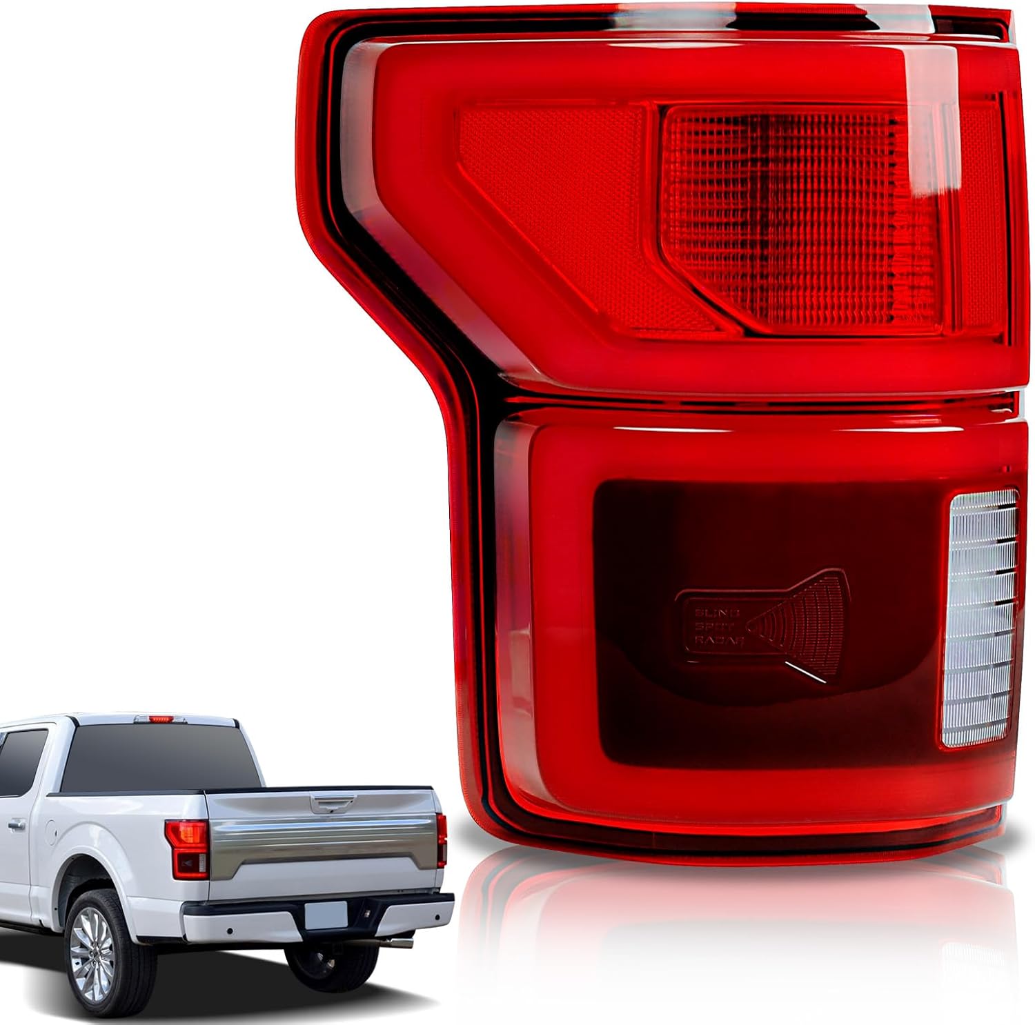 LED Tail Lights Compatible With Ford F150 2018 2019 2020 With Blind Spot Left Driver Side Taillight Rear Brake Lamp Signal Assembly OE:?KL3Z13405B (Module NOT Included) Left Driver Side LED W/Blind Spot