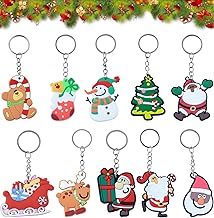 LATERN 100 x Christmas Keyrings, 10 Styles Christmas Cartoon Santa Snowman Sock Christmas Tree Keychain for Christmas Party Gifts Christmas Decoration