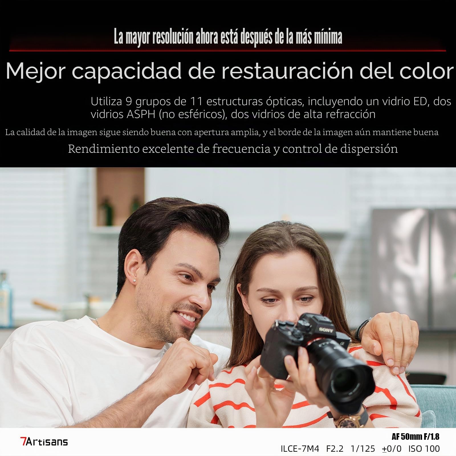 7artisans 50mm F1.8 Lente for Sony E Mount estándar fotograma Completo Gran Apertura Lente STM Full-Frame Objetivo Auto Focus Lenses APS-C (Sony A5000 A5100 A6300 A6500 NEX-5T A7III A7R III, Negro)