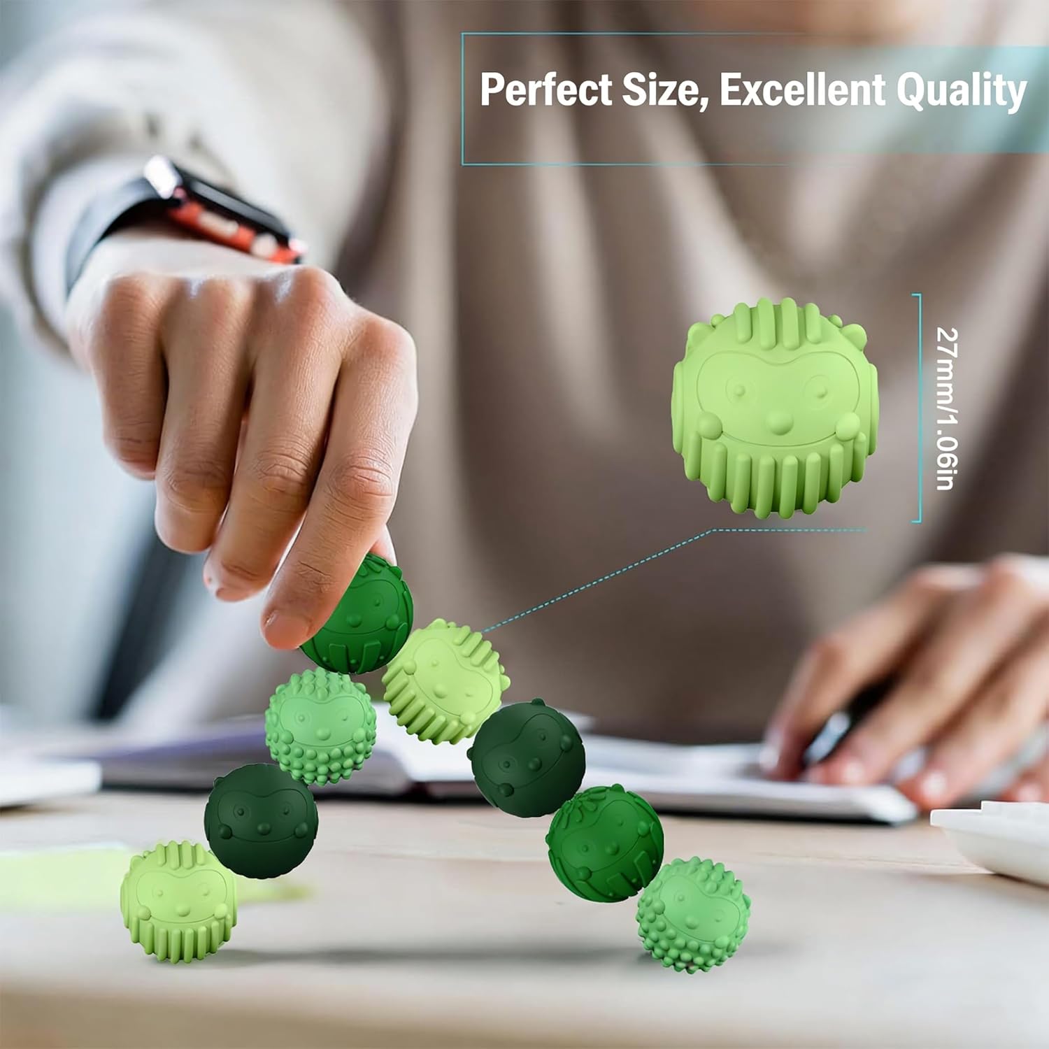 Magnetic Balls Fidget Toy - 4 Pack Silent Sensory Stress Balls for Adults, Silicone Magnetic Desk Toy for Anxiety Relief, ADHD, Focus & Calming at Work or School Green