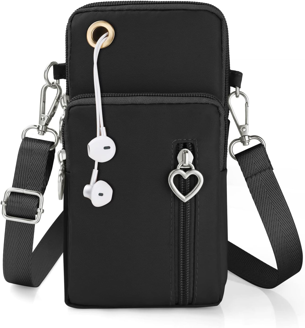 Women Crossbody Phone Bag, Nylon Mini Crossbody Shoulder Bag with Detachable Adjustable Straps, Cellphone Purse Armband with Headphone Port for cellphones under 7 inches