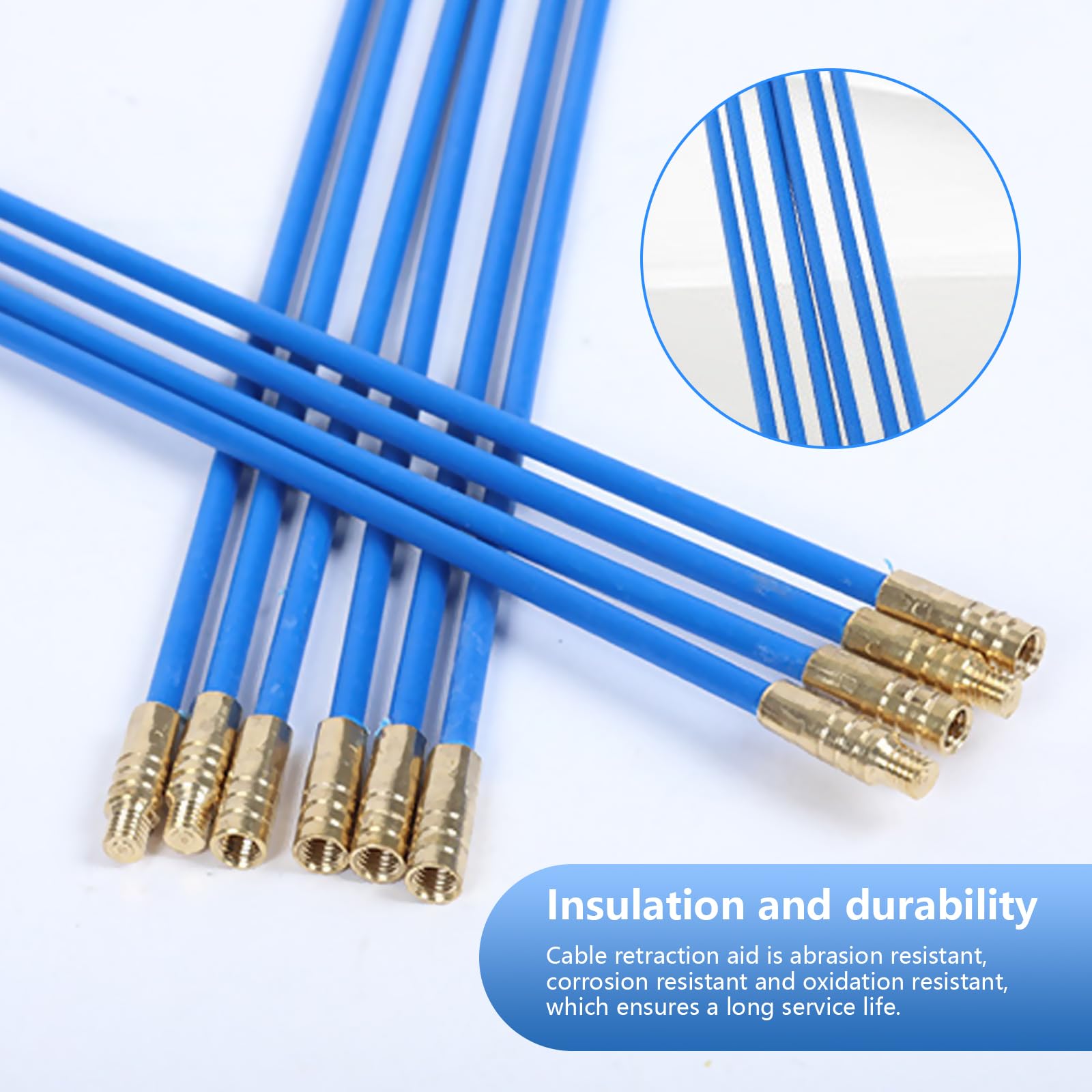20 Varillas De Acceso Para Cables, Barra De Acoplamiento De Electricista, Kit De Entrada De Cable De Fibra De Vidrio, Espiral RetráCtil Con Muelle GuíA, Ayuda Para Tirar De Cables (33 cm)