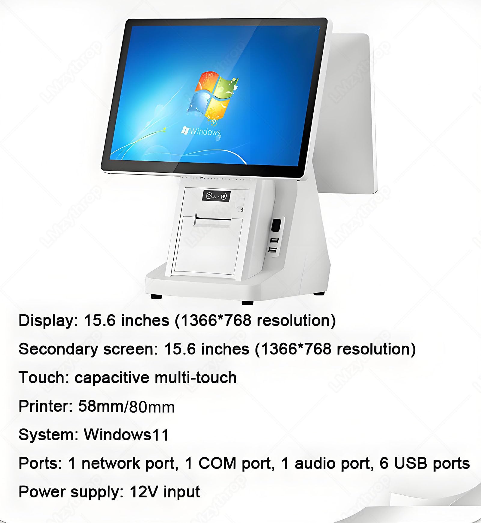 Kasy Fiskalne dla Firm z Drukarką ParaGOnów I Wieloma Portami DualScreen-80mmPrinter | Kasy Fiskalnej,8+256GB,‌15,6-Calowy Ekran Dotykowy,Kasy Fiskalne dla Sklepów Spożywczych,Odzieżowych,Restauracji