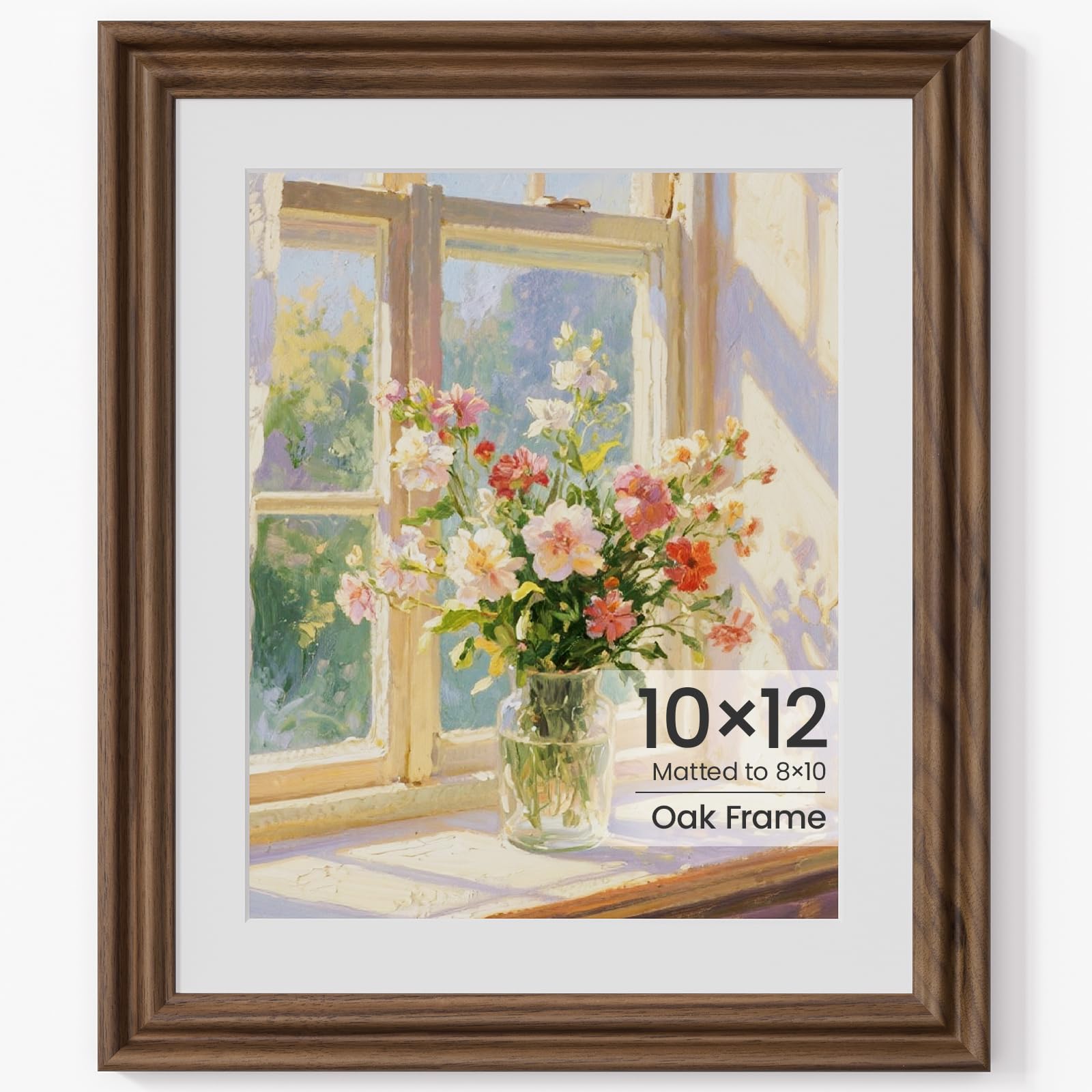 10x12 Photo Frame, 10x12 Inch Solid Oak Wood Picture Frames Matted for 8×10 Inch Picture Frames with Premium Tempered Glass Hang Portrait or Landscape Wall Mount for Wall Gallery Decor — image 1