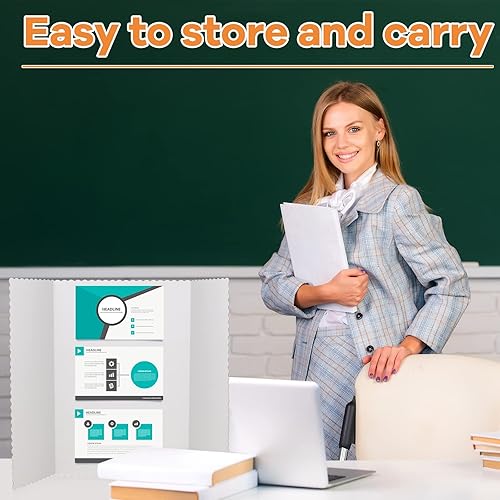 Miniatura 7 de Ctosree 50 tableros de póster triple a granel de 14 x 22 pulgadas, plegado para presentación, tablero de proyectos de ciencia para escuela, taller,