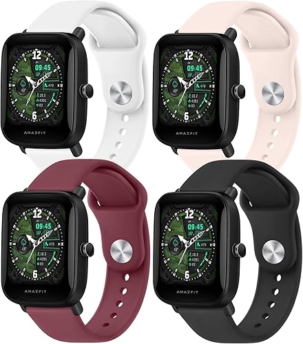 4 PACK Bands for Amazfit GTS 4  GTS 4 Mini  GTS 3  GTS  GTS2  GTS 2e  GTS 2 mini Band Women Men, 20mm Quick Release Soft Silicone Sport Replacement