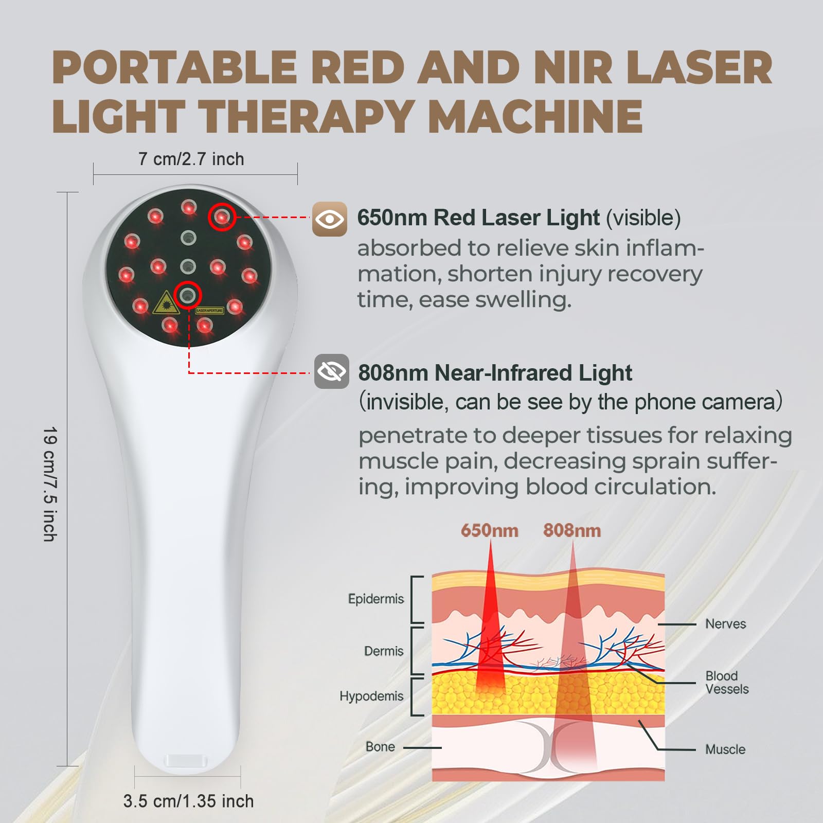 Dispositivo portátil de terapia láser frío para perros y mascotas, máquina de tratamiento de luz roja infrarroja con 808 nm y 650 n, equipo de fisioterapia LLLT portátil, animales, peluche, chihuahua
