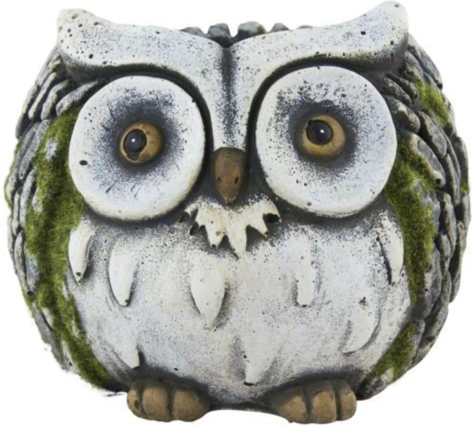 Fyne-Finds Multicolor Round Cement Owl Planter White Faced 15Cm, 6Inch Barn Garden Flower Pot Plant Pot With Drainage