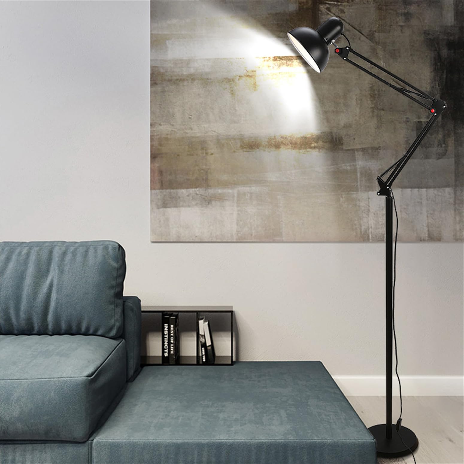 Lampade Standard Soggiorno Lampada da Terra con Braccio oscillante in Metallo Lampada da Lettura Regolabile per architetti Palo con Base Resistente per Soggiorno Camera da Letto S