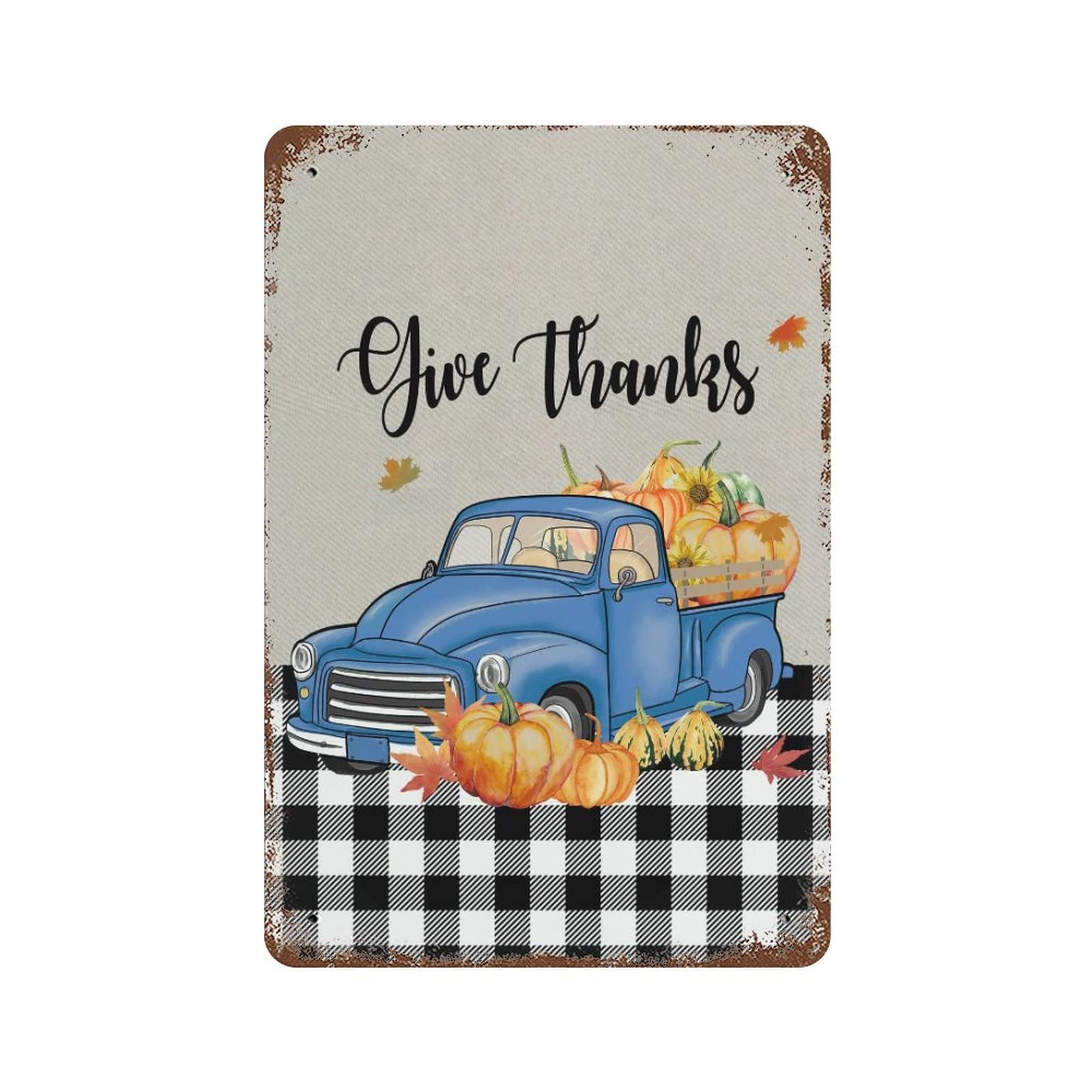Plaque en métal Give Thanks idée cadeau de pendaison de crémaillère et Thanksgiving