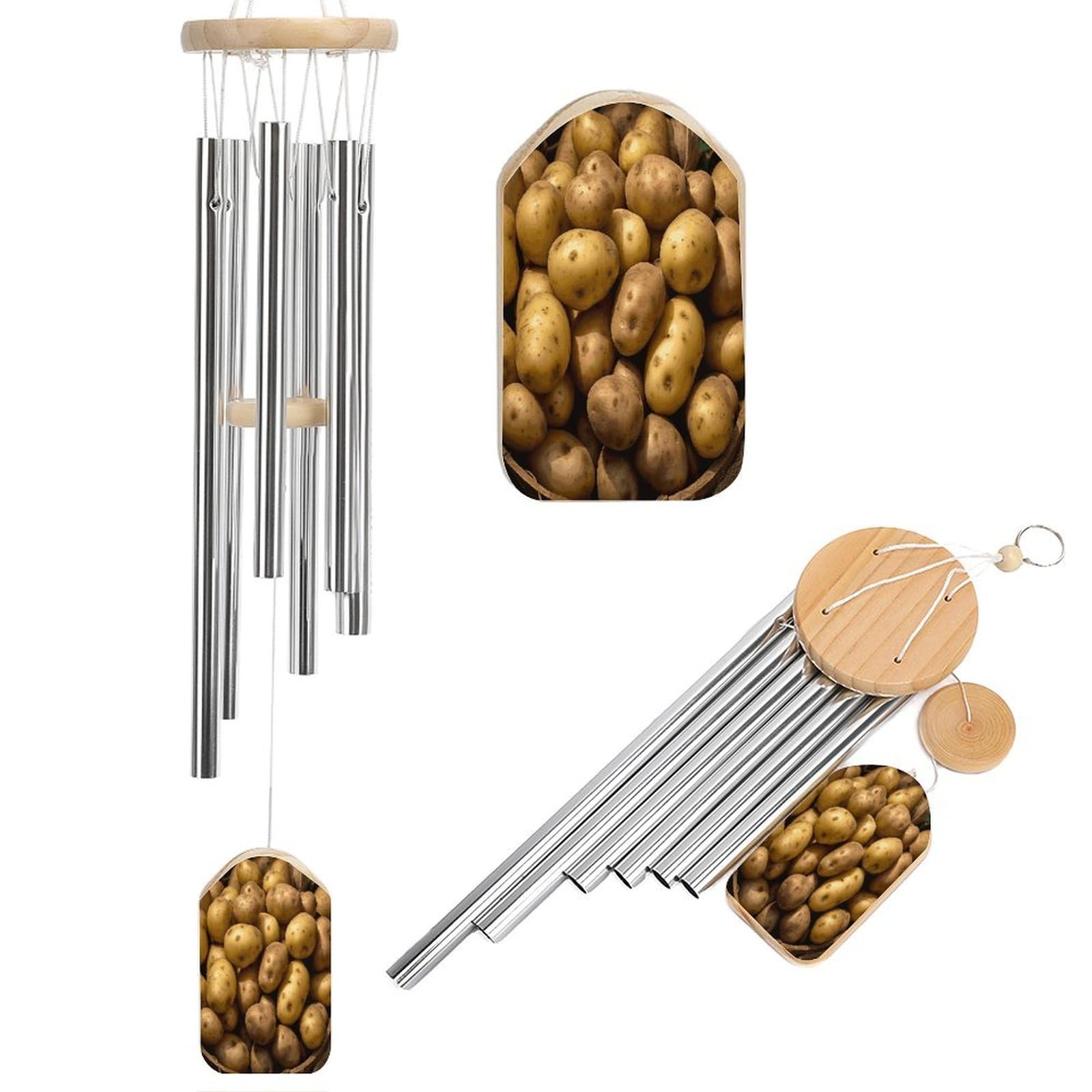 Fekiloot Style Garden Potatoes Tone Wind Chimes For Outside,Wind Bell With 6 Aluminum Alloy Tubes,Sympathy Wind Chime For Yard/Garden/Patio Decor