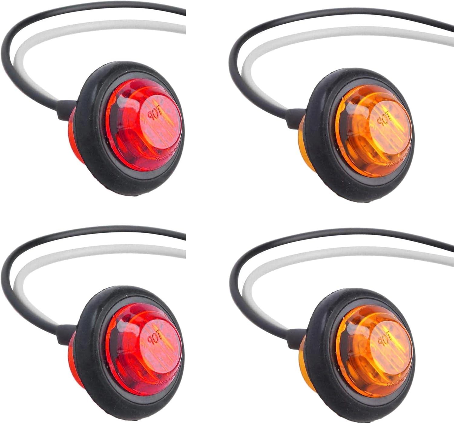 NBWDY 2Pcs Red+2Amber 3/4 Inch LED Marker lights,Led Trailer Marker