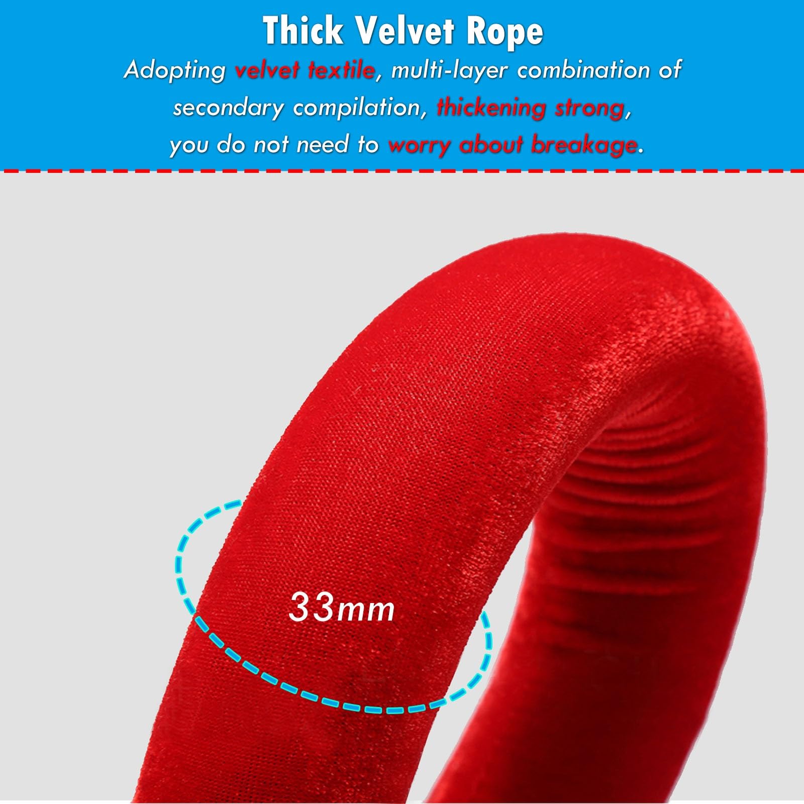 Confezione da 2 corde per coda VIP da 50 a 150 cm nero/blu/rosso con ganci argento/oro, corda per il controllo e la gestione della folla soluzione durevole della linea di coda