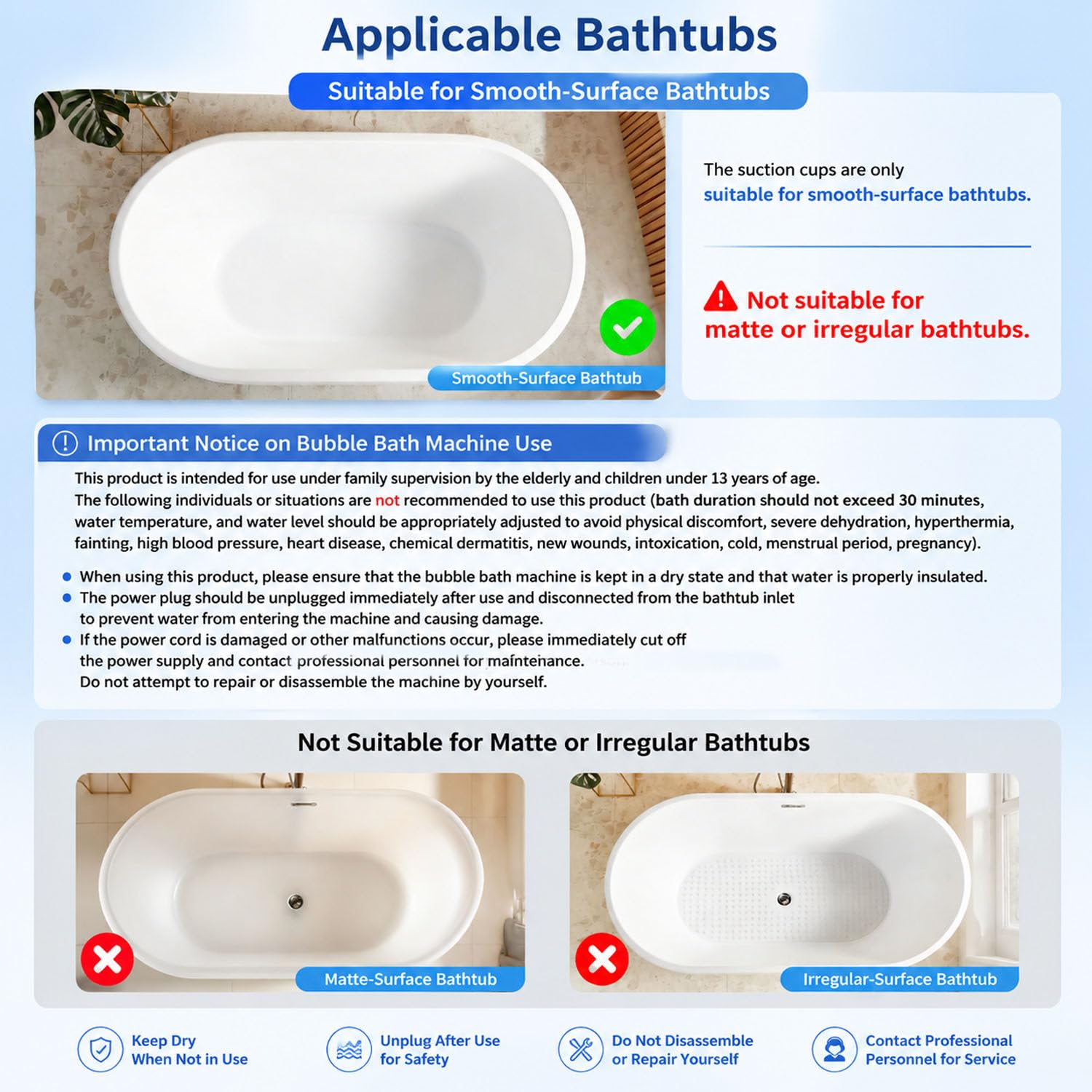 DowPie Farbwechsel LED Blasenmatte für Badewanne, Heim Spa Zubehör 110v | Aufblasbares Nackenkissen, rutschfeste Saugnäpfe, flexibles wasserdichtes PVC – leicht reinigen und schnell trocknen