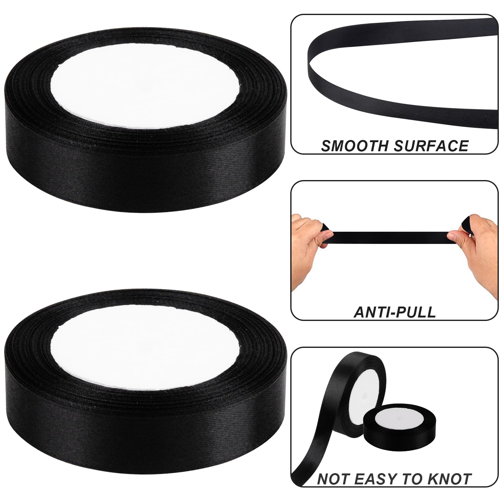 KEYIDO Black Ribbon 20mm Wide, 50 Yards Black Satin Ribbon for Gift Wrapping Hair Bow, Florist, Crafts, Car, Wedding, Funeral - Image 3