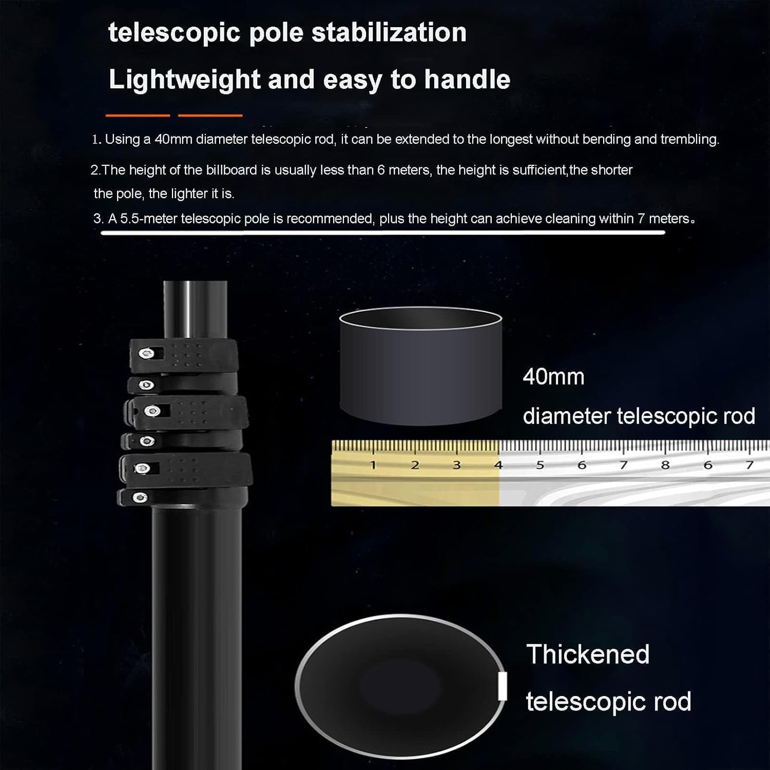 Kit de limpieza de paneles solares con poste telescópico, cepillo de doble cabeza, cepillo giratorio para paneles fotovoltaicos comerciales