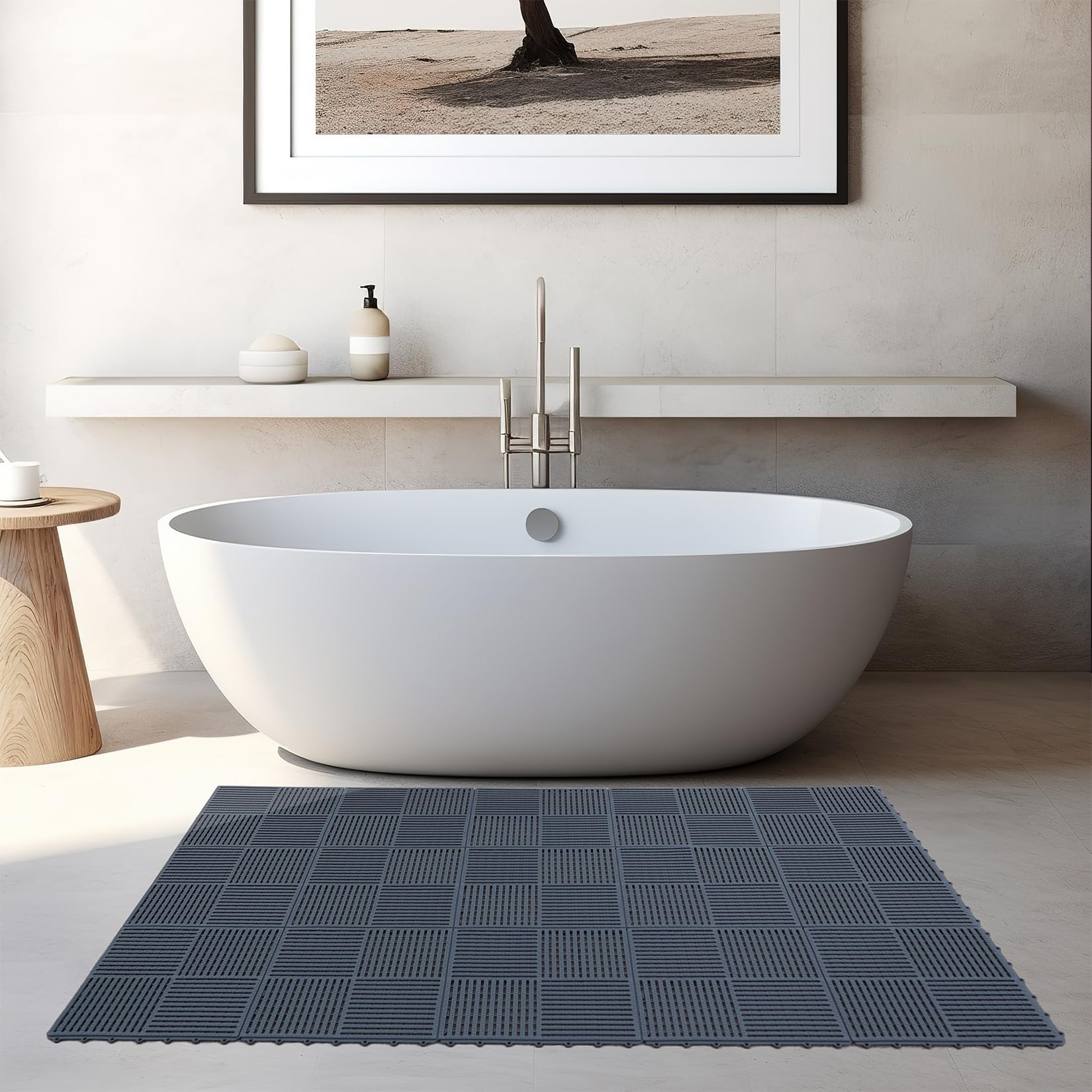 9 Pack Modular Interlocking Tiles Double Non-Slip 12"x12" Dark Gray — Amazon image 5