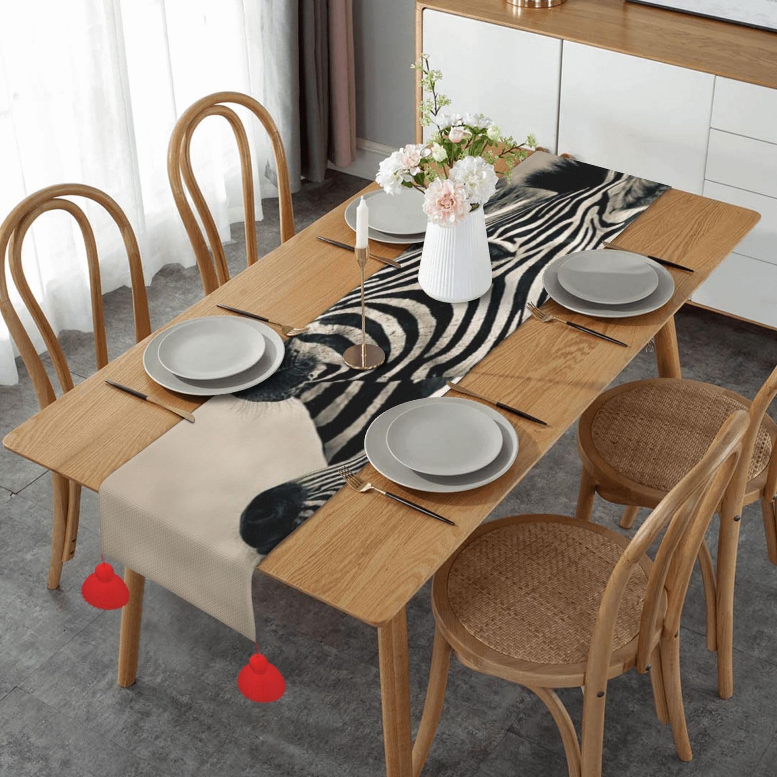 Runner da tavola in pelliccia di animale, vintage con stampa leopardata