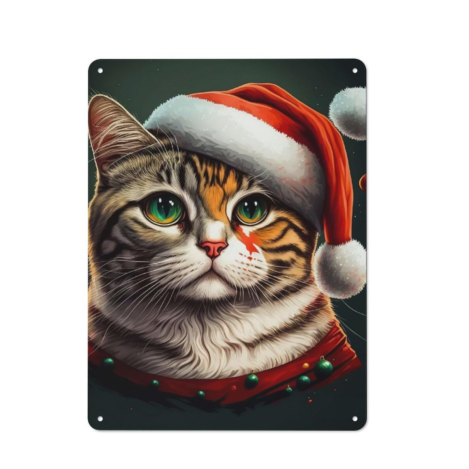 Cat Christmas Printed Metal Sign for Pet Owners, Birthday, Christmas Or Housewarming Gift, 40x30cm