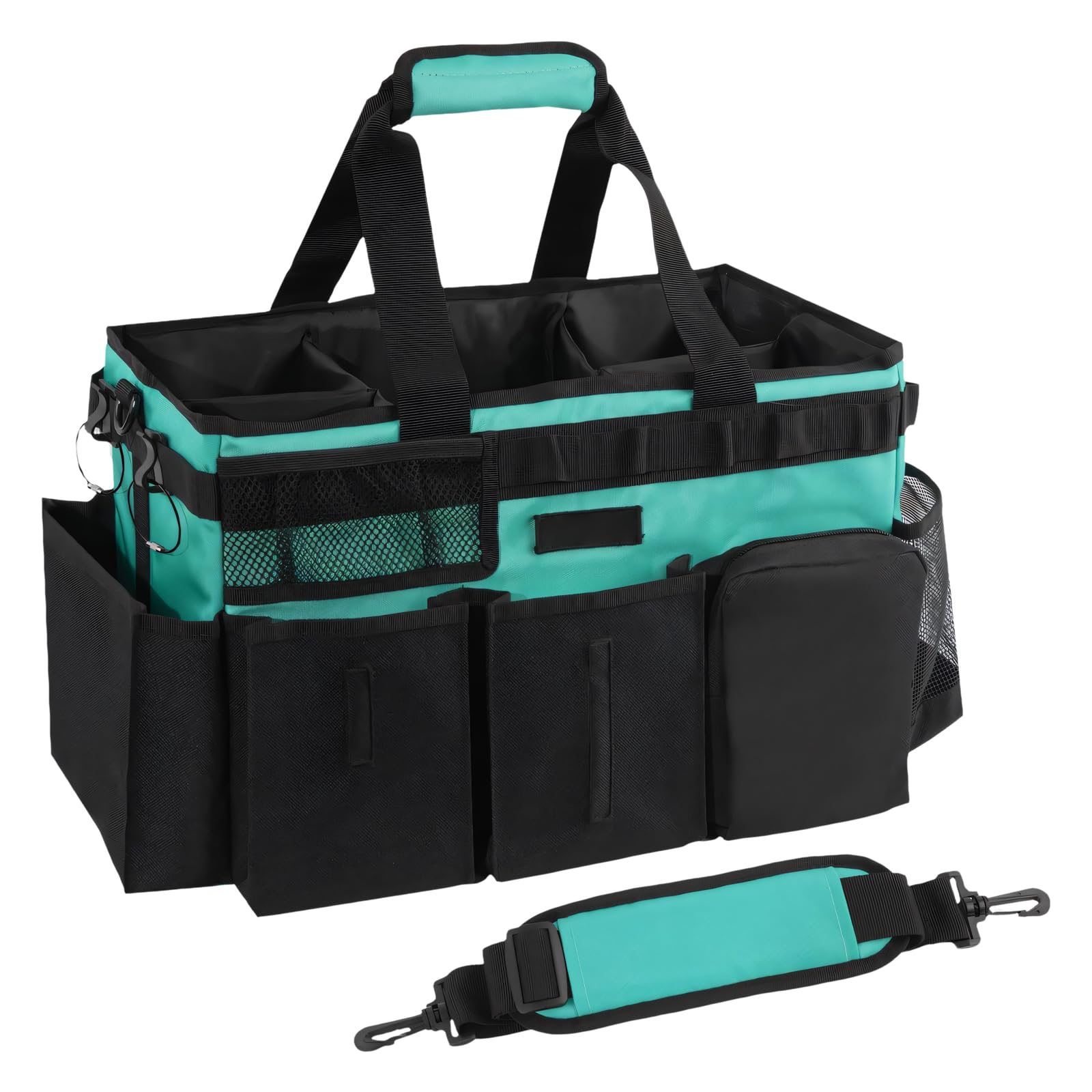 Organizador de bolsa de almacenamiento para hogar, bolsa de tela estructurada 600D, diseño de bolsillo exterior, correa desmontable, diseño de acceso abierto para estanterías de armario, portátil