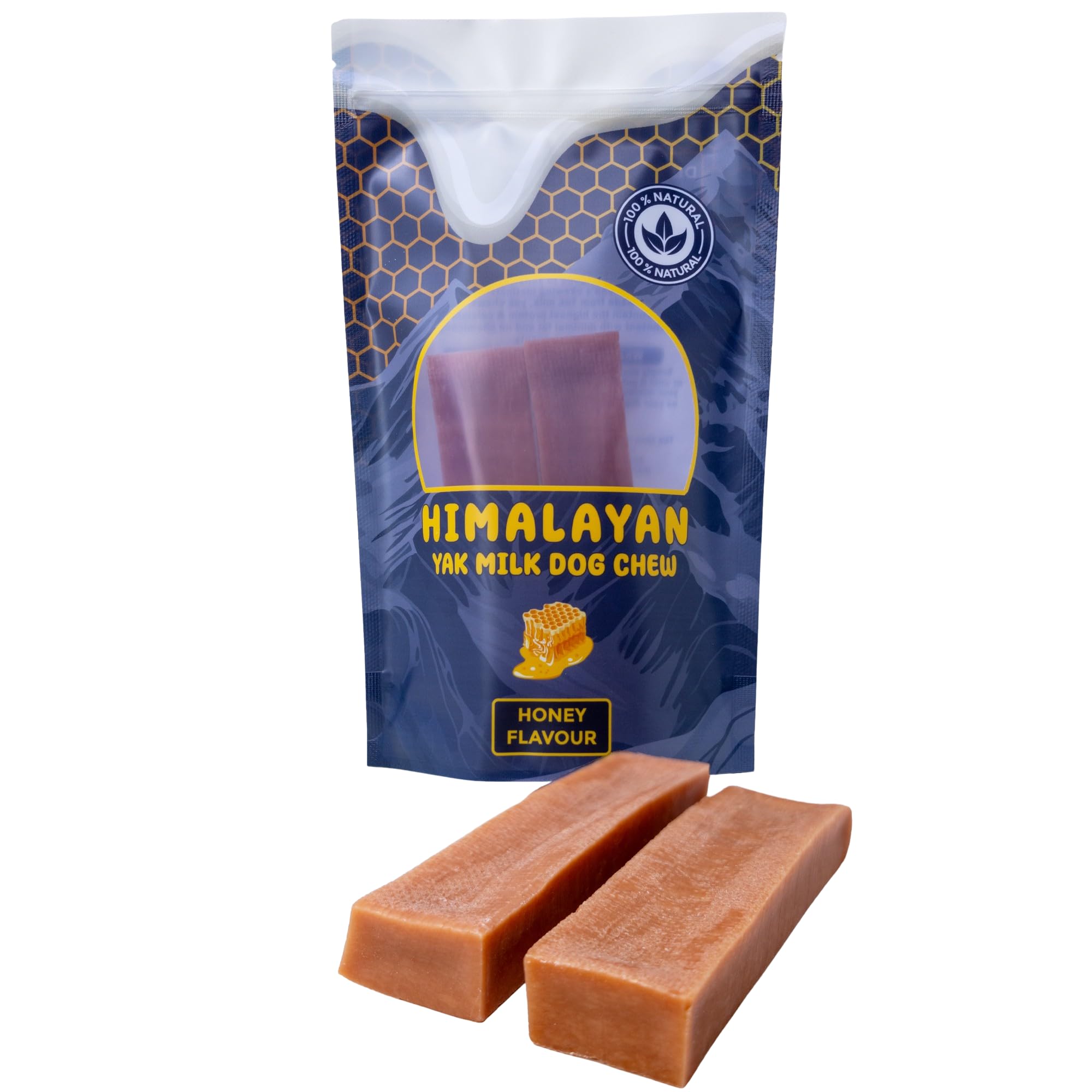 Himalayan Yak Milk Dog Chews, Honey Flavour, Yak Chews with Milk for Dogs Large (pack of 2), Rich in Protein & Calcium