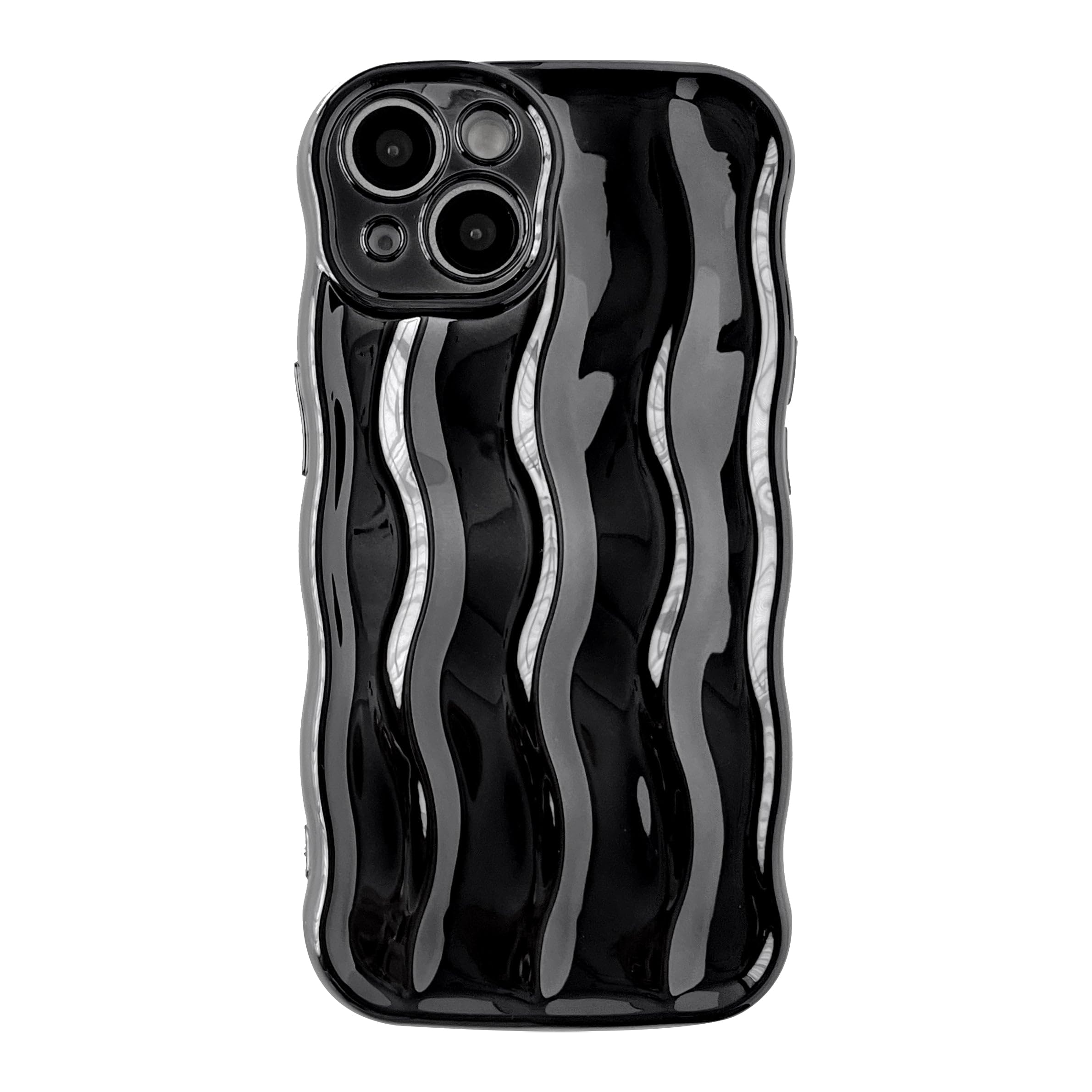 Caseative for iPhone 13 Case,Water Ripple Pattern Curly Wave Frame Soft Compatible with iPhone Case (Light Black,iPhone 13)