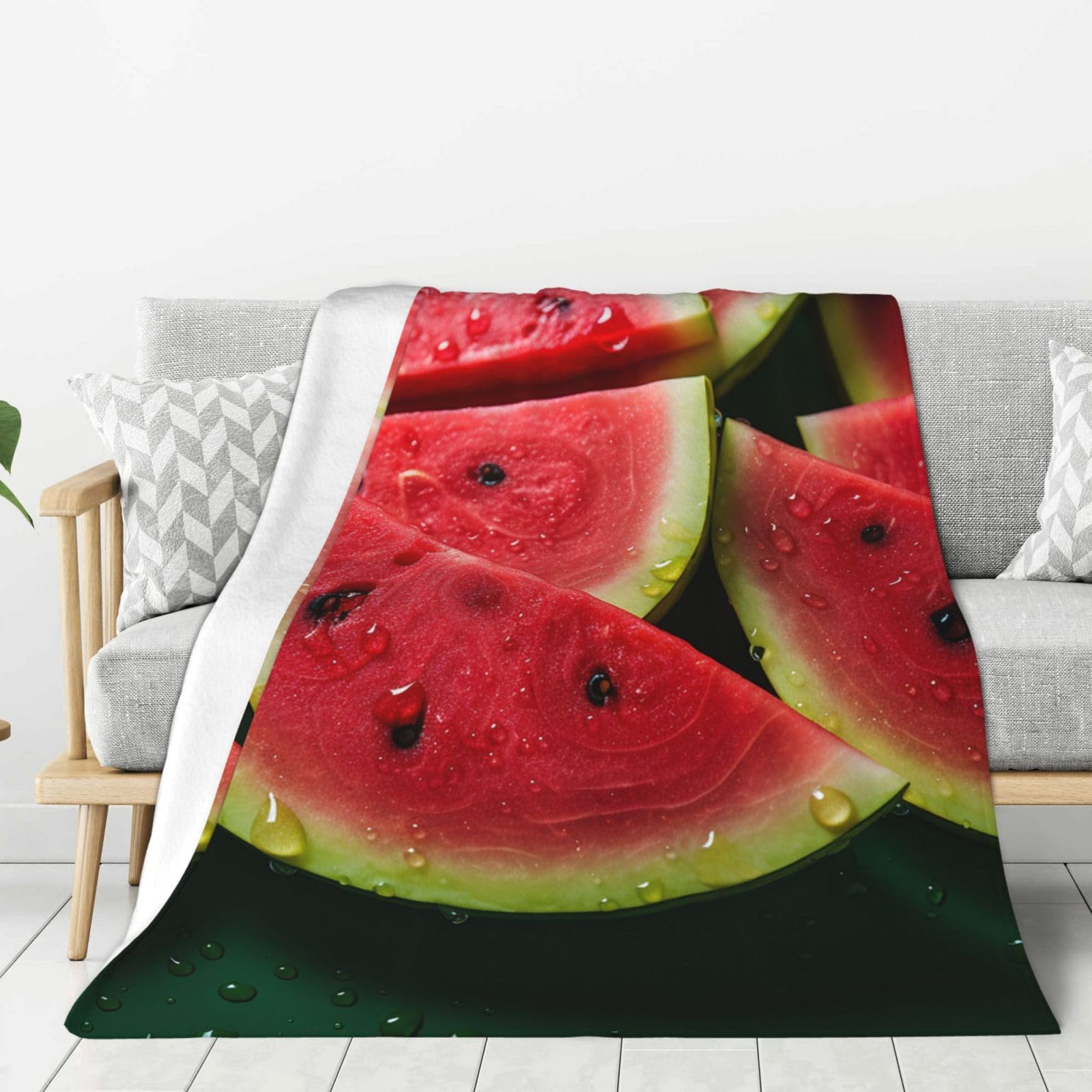 Watermelon Beautiful Throw Blanket Plush Flannel Fleece Blanket, Soft Lightweight Cozy Blankets 50"X40" for Bed Couch Sofa Travel