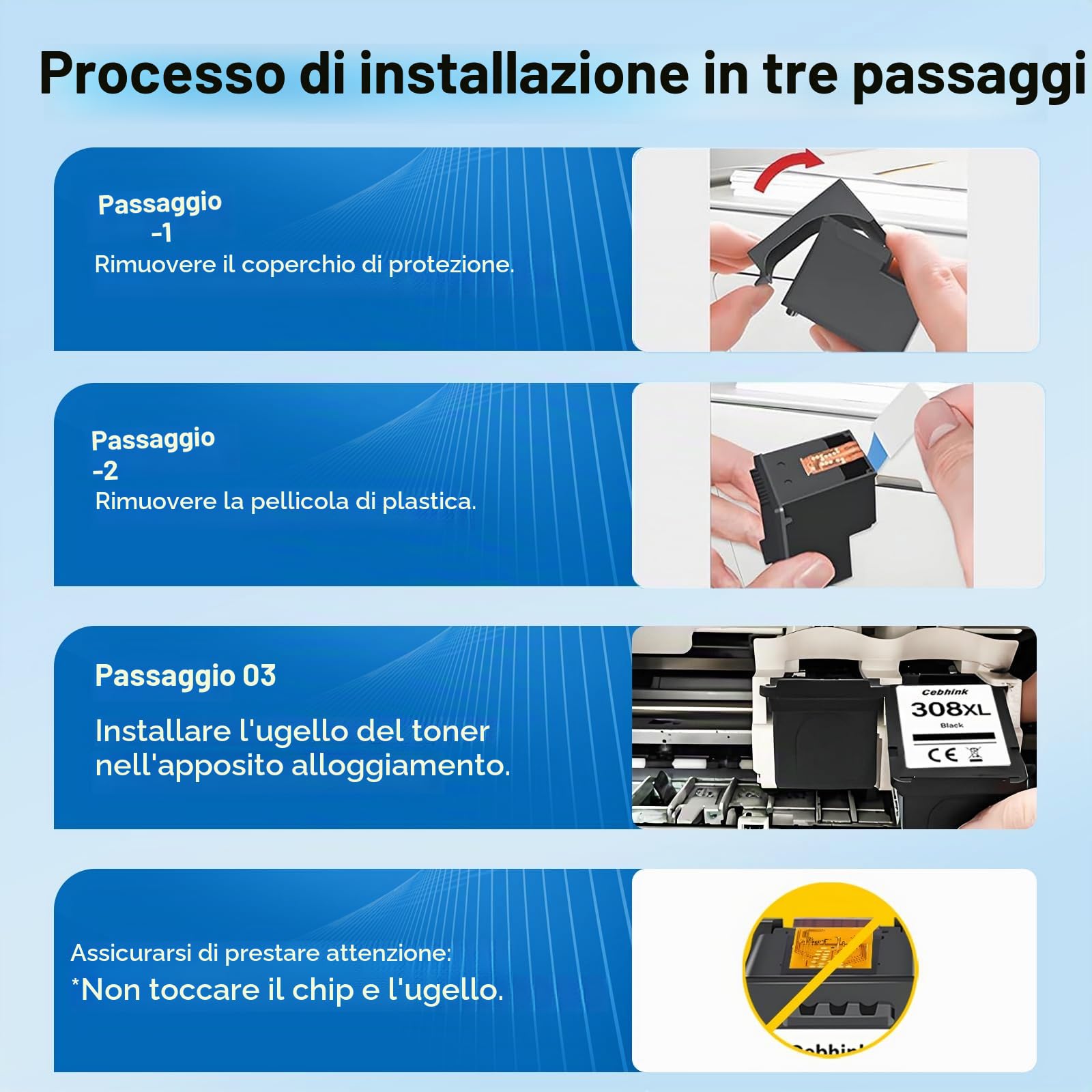 Cartucce d'inchiostro 308XL nero e colore ad alta resa, compatibili con HP 308 HP308, confezione combinata per stampanti HP Envy 6122e, 6532e, 6520e, 6132e, 6530e, 6120e, 6110e, 6558e, 6110e, 6130e