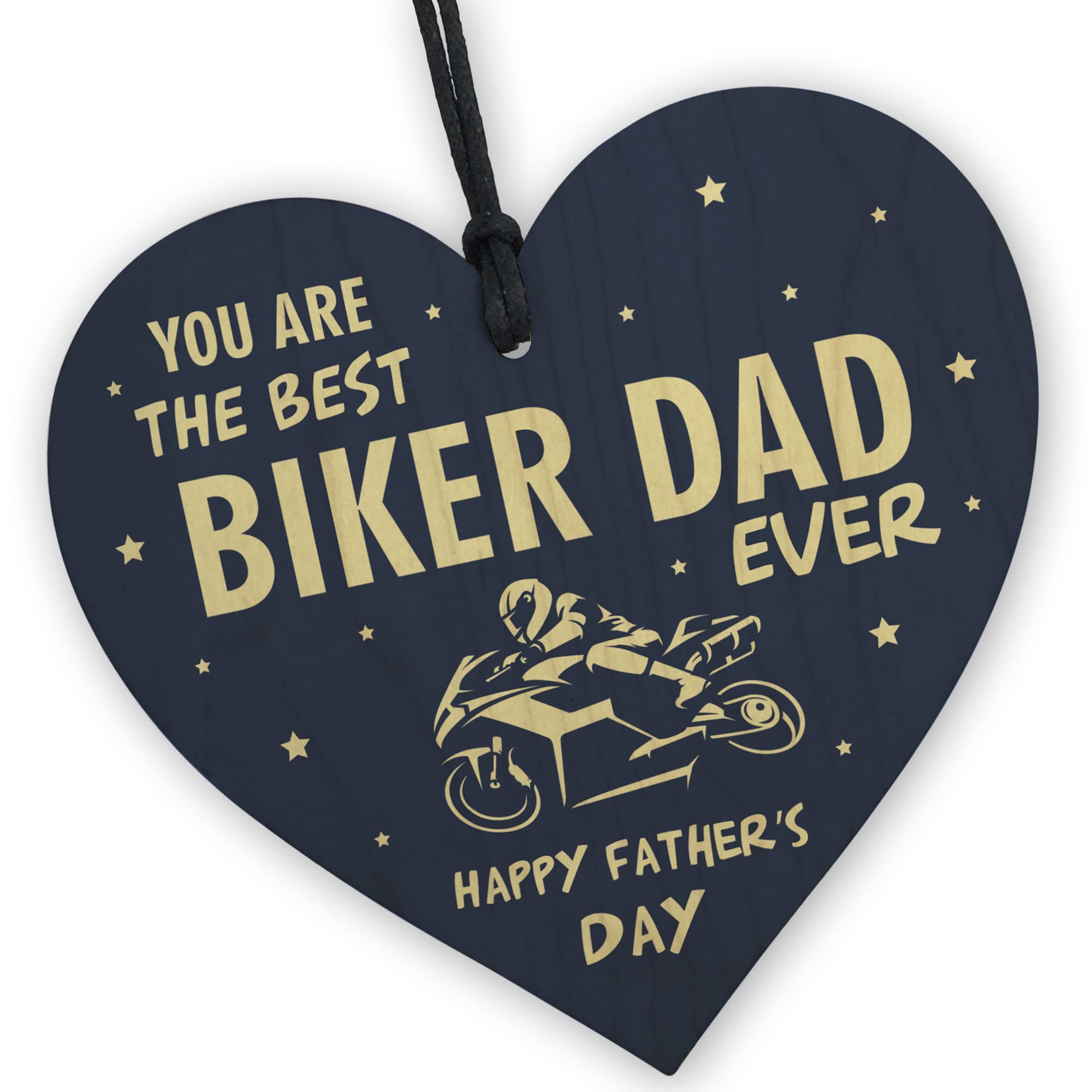 Red Ocean Motorbike Biker Bike Gift Fathers Day Gift for Dad Daddy Wooden Heart Hanging Sign