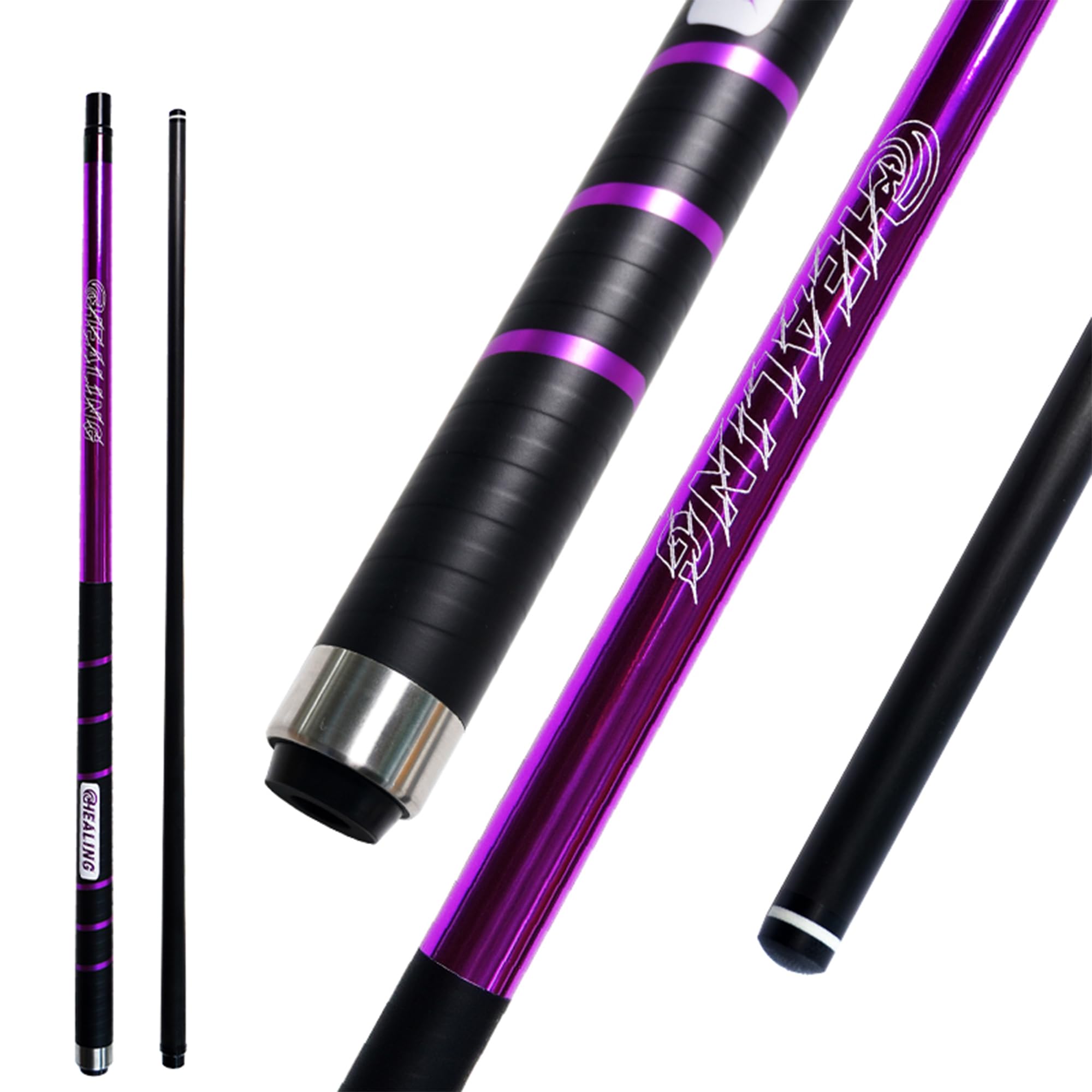Billiard Cue 58″ 19-21oz 1/2 Joint Carbon Fiber Pool Cue Stick 12.9mm Cue Tip (Purple)