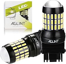 AGLINT T25 3157 LED Ampoule P27/7W 3156 Super Lumineux 66SMD pour Voiture Feux de Recul Frein Clignotants Arrière DRL Feux de Jour Blanc 6500K 2 Pièces