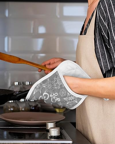 Miniatura 5 de Fantasy Snowflake - Juego de 2 soportes para ollas para cocina, antideslizante y aislante de calor, juego de agarraderas de tela de toalla con