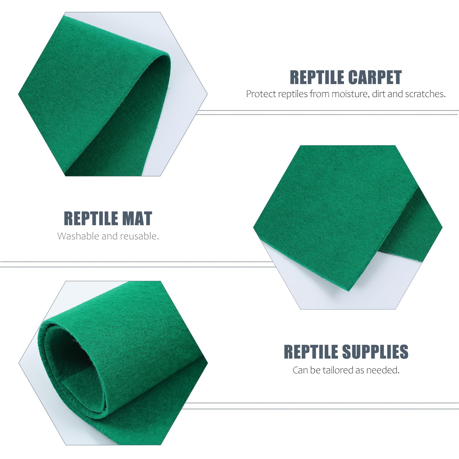 Tapis pour Reptiles 120x60 cm Fibre Polyester Naturelle Vert Absorbant, Revêtement Substrat Terrarium, Coussin Lavable Réutilisable