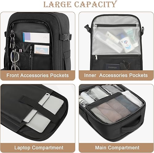 Miniatura 6 de Rinlist Mochila grande para hombre y mujer, Verde pavo real, Mochila de viaje