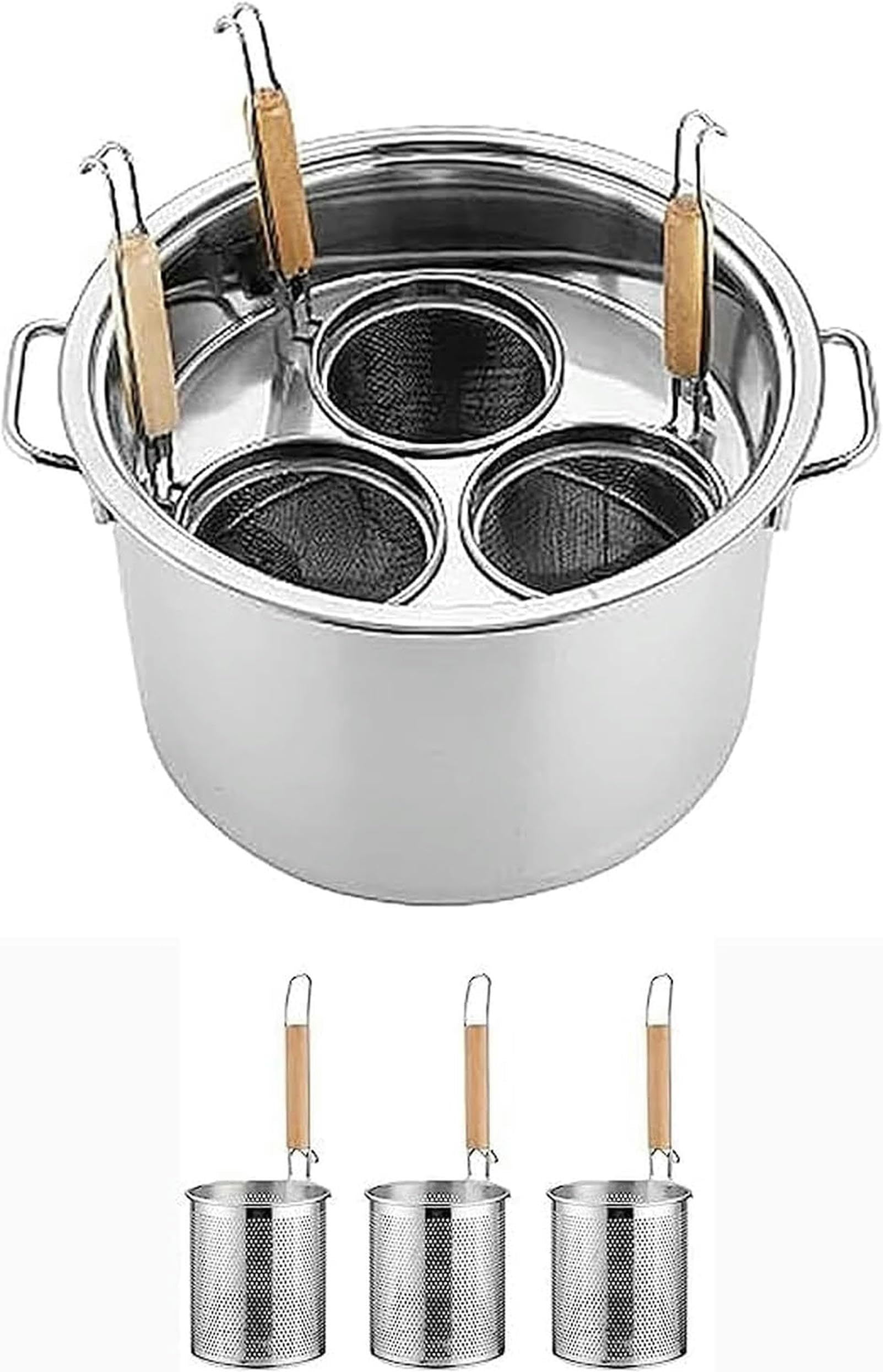 Nudeltopf, Nudelkocher aus Edelstahl, Nudelkocher-Set mit Siebeinsatz, Suppentopf für die Küche zu Hause, Dampfgarer für Restaurants, Kochgeschirr zum Kochen von Nudeln (3/4/5 Löcher) (4 Löcher) ( )